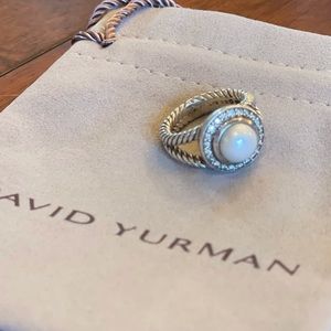 DAVID YURMAN PEARL/DIAMOND CABLE RING 5.5